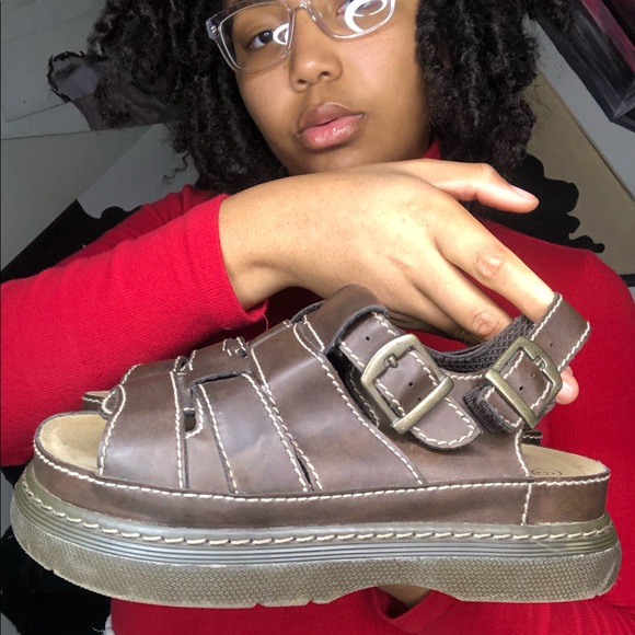 Brown leather platform sandals - Picture 1 of 4